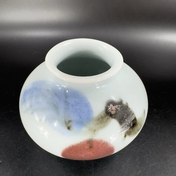 Vintage Hand Made Oriental Pottery Bud Vase Vessel Artist Marked Porcelain VTG - Picture 9 of 16